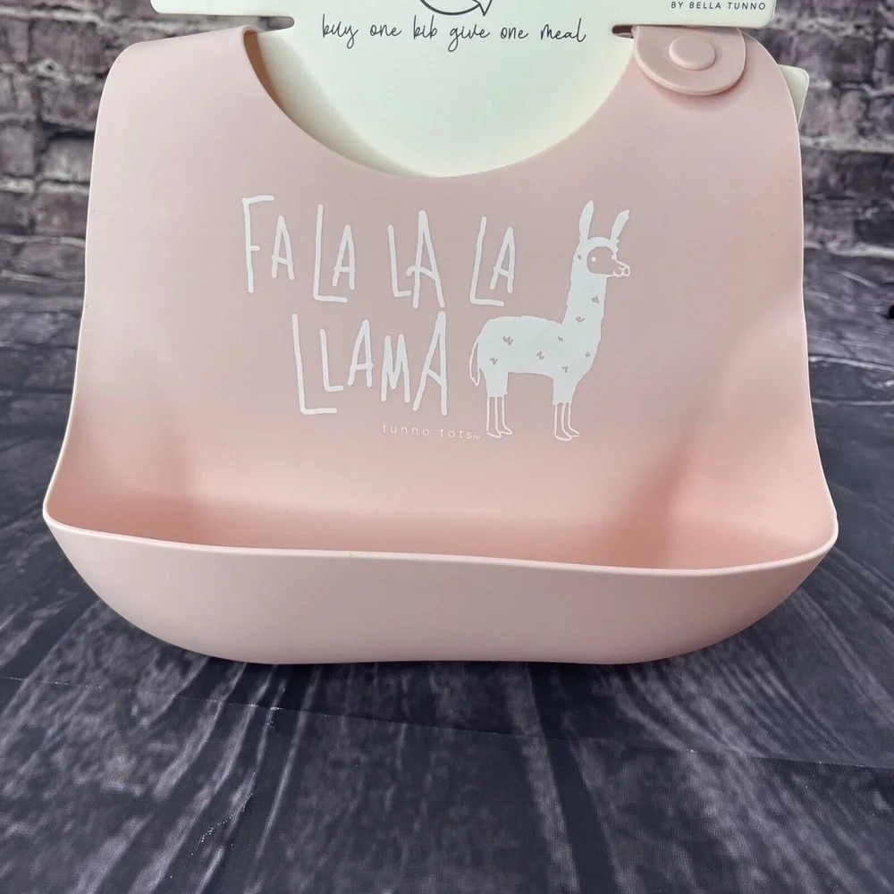 Tunno Tots Silicon Bib Baby Girl Christmas Holiday Pink Bib